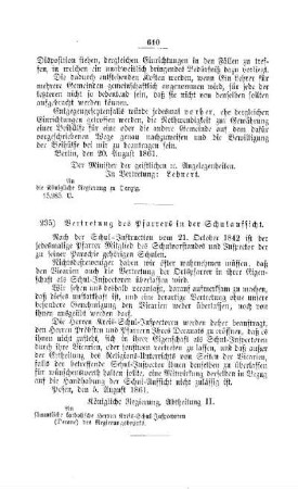 Vertretung des Pfarrers in der Schulaufsicht : [V. Elementarschulwesen]
