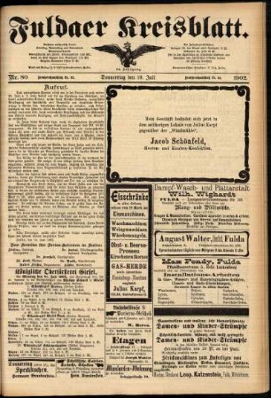 Zweite Ausgabe vom Donnerstag, den 10. Juli 1902.