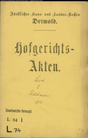 Leist, Anton Christoph gegen Heldmansche Kuratoren - Schuldforderung