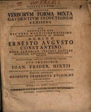 Diss. completam verborum forma mixta gaudentium inductionem exhibens