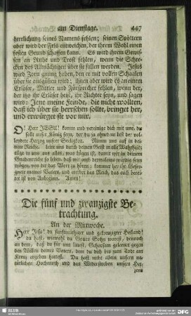 Die fünf und zwanzigste Betrachtung. An der Mittwoche