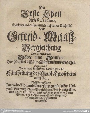 Der erste Theil dieses Tractats