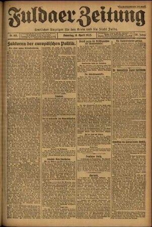 Erste Ausgabe vom Sonntag, den 08. April 1923.