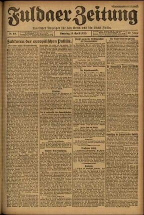 Erste Ausgabe vom Sonntag, den 08. April 1923.