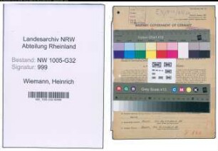 Entnazifizierung Heinrich Wiemann , geb. 23.09.1904 (Stadtinspektor)