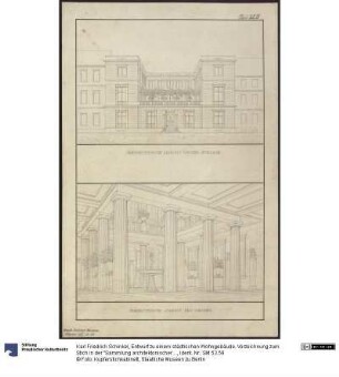 Entwurf zu einem städtischen Wohngebäude. Vorzeichnung zum Stich in der "Sammlung architektonischer Entwürfe", Heft 10, Tafel 61, 1826