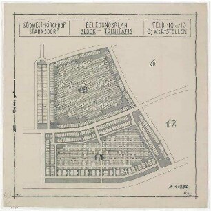Belegungspläne Trinitatis (Original) Südwestkirchhof Stahnsdorf - Feld 10,13 Wahl -, Garten - und Reihenstellen