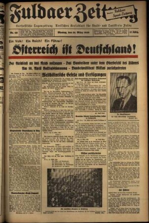 Ausgabe vom Montag, den 14. März 1938.