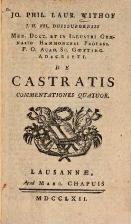 De castratis commentationes quatuor