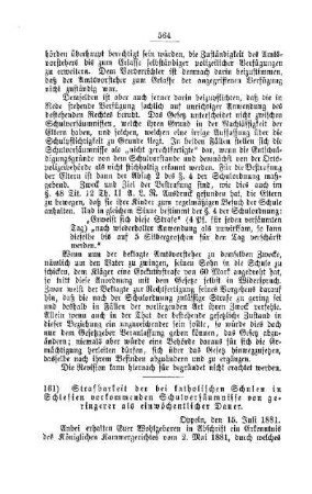 Strafbarkeit der bei katholischen Schulen in Schlesien vorkommenden Schulversäumnisse von geringerer als einwöchentlicher Dauer : [V. Volksschulwesen]