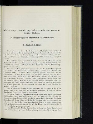 Mittheilungen aus der agrikulturchemischen Versuchs-Station Dahme. IV. Untersuchungen von Abflusswasser aus Dammkulturen