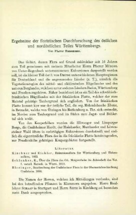 Ergebnisse der floristischen Durchforschung des östlichen und nordöstlichen Teiles Württembergs