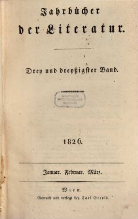 Jahrbücher der Literatur. 33. 1826