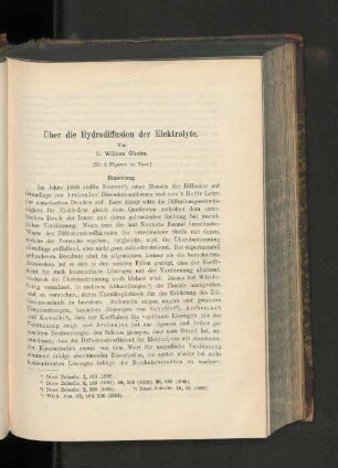 Über die Hydrodiffusion der Elektrolyte