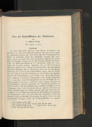 Über die Hydrodiffusion der Elektrolyte