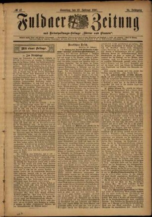 Erste Ausgabe vom Samstag, den 27. Februar 1897.