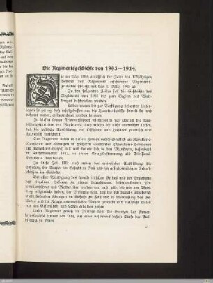 Die Regimentsgeschichte von 1905-1914