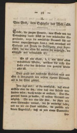 II. Von Gott, dem Schöpfer des Welt-alls