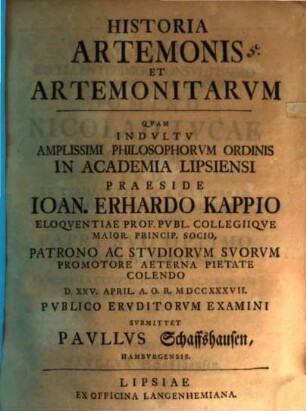 Historia Artemonis et Artemonitarvm