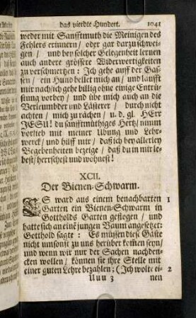 1041-1052, XCII. Der Bienen-Schwarm - XCIV. Der Calender