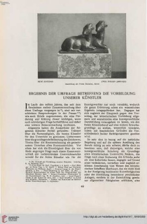 33: Ergebnis der Umfrage betreffend die Vorbildung unserer Künstler