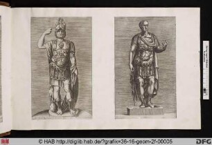 Rechts: Statue von Julius Caesar aus der Sammlung des Kapitols.