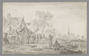 Bauern vor der Hufschmiede
