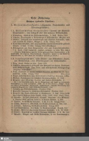 Erste Abtheilung. Bücher (gedruckte Schriften)