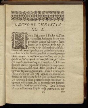 Lectori Christiano S.