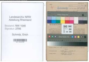 Entnazifizierung Erich Schmitz , geb. 15.10.1904 (Spediteur)