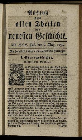 XIX. Stück, Cob. den 9. May, 1759.