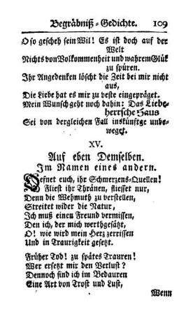 XV. Auf eben Demselben. Im Namen eines andern.