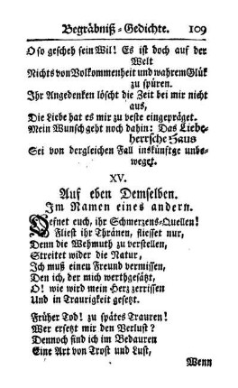 XV. Auf eben Demselben. Im Namen eines andern.