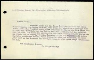 G. Karo an E. Buschor