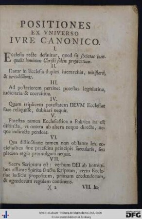 Positiones Ex Universo Jure Canonico.