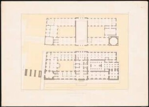 Das Neue Museum in Berlin von Stüler, Potsdam 1853: Tafel 4. Grundriss 3. Geschoss, Kellergeschoss