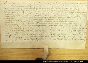 Graf Otto von Rietberg verkauft seiner Frau Anna von Esens das ihm heimgefallene Haus des Cord Retberg in Rietberg Anhängendes Siegel erhalten