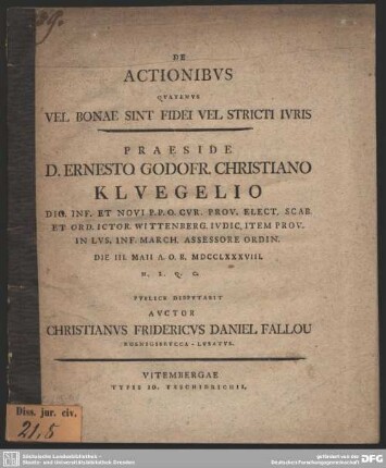 De Actionibus Quatenus Vel Bonae Sint Fidei Vel Stricti Iuris