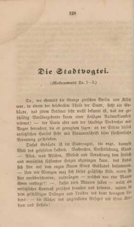 Die Stadtvogtei. (Molkenmarkt No. 1-3.)