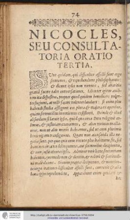 Nicocles, seu consultatoria oratio tertia