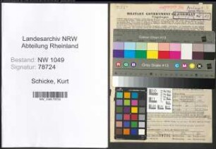 Entnazifizierung Kurt Schicke , geb. 04.03.1892 (Beamter)