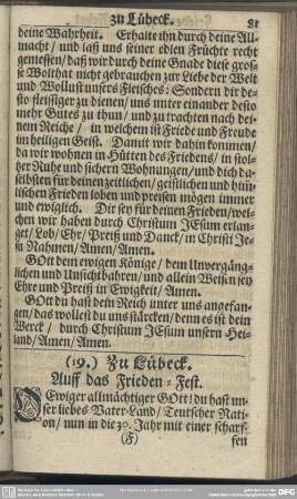 (19.) Zu Lübeck. Auff das Frieden-Fest