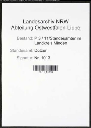 Heiratsregister Standesamt Dützen