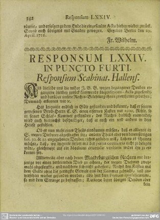 Responsum LXXIV. In Puncto Furti