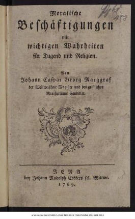 Moralische Beschäftigungen mit wichtigen Wahrheiten für Tugend und Religion