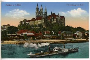 Meißen. Albrechtsburg u. Dom - Elbe m. Schlepper