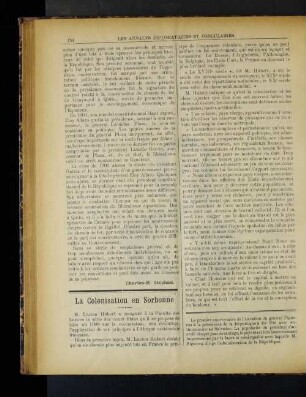 La Colonisation en Sorbonne