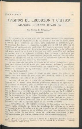Páginas de Erudición y Crítica: Manuel Linares Rivas