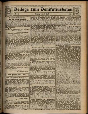 Zweite Ausgabe vom Sonntag, den 29. April 1928.