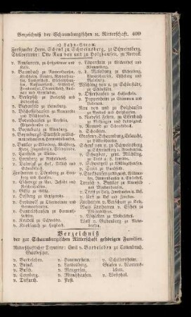 Verzeichnis der zur Schaumburgischen Ritterschaft gehörigen Familien.
